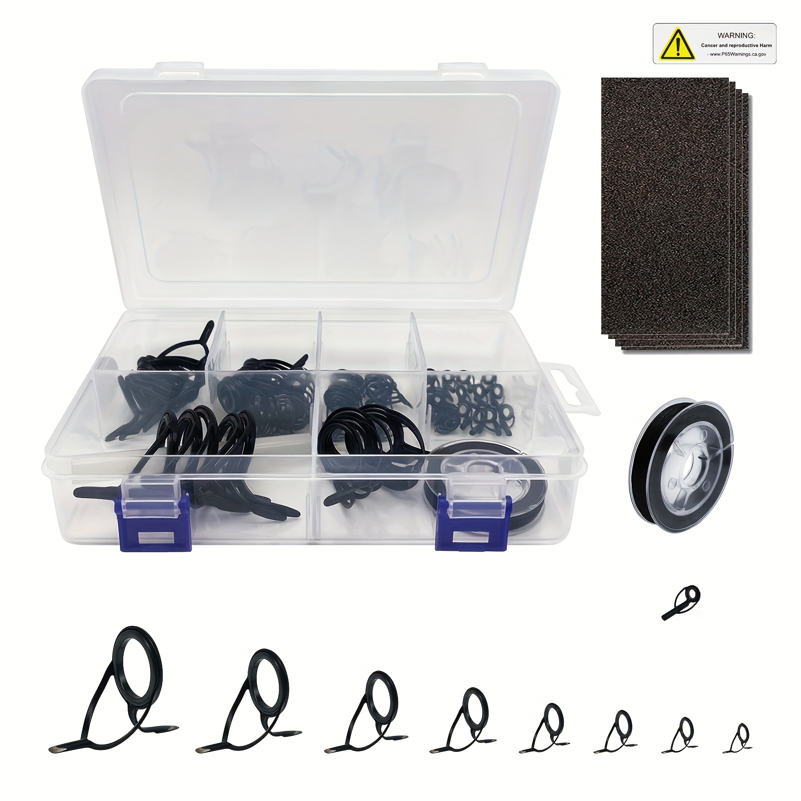 Premium Fishing Rod Repair Kit 8 Ceramic Ring Guides Single - Temu