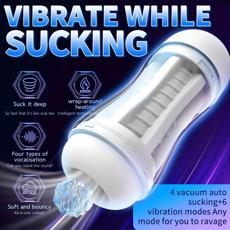 Masturbateur masculin automatique 1pc avec 7 modes d'aspiration orale et 7  modes de vibration, pipe de masturbation de pénis de chatte de poche  électrique avec aspiration puissante, texturé Stroker Moans Sex Toys