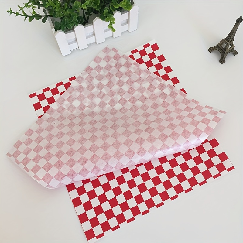 Disposable Paper Sheets Red Grid Burger Paper Premium Food - Temu