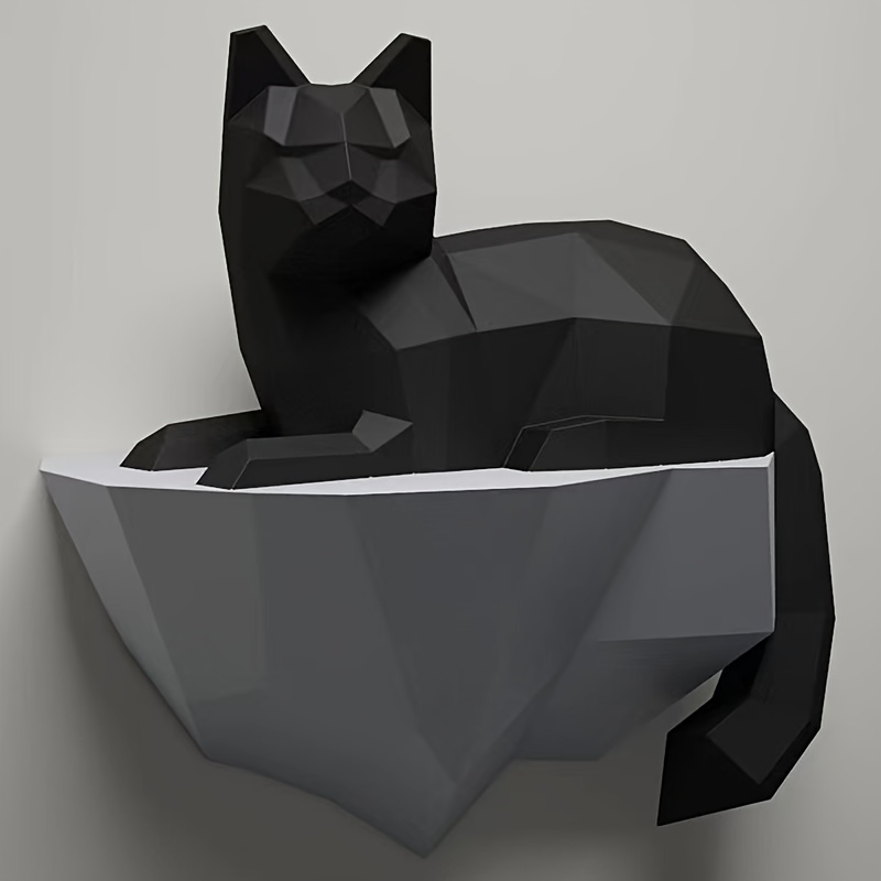 3d Sculpture De Chat En Papier Modèle En Papier 3d Low Poly - Temu