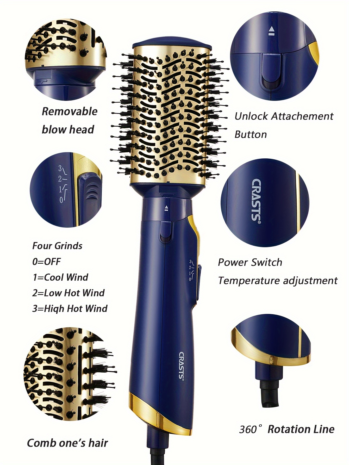  webeauty - Cepillo secador de pelo, 5 en 1, un solo paso, juego  de cepillos de aire caliente profesionales para secado rápido, secado de  rizos, alisado de peinado, peinado de cabello, [