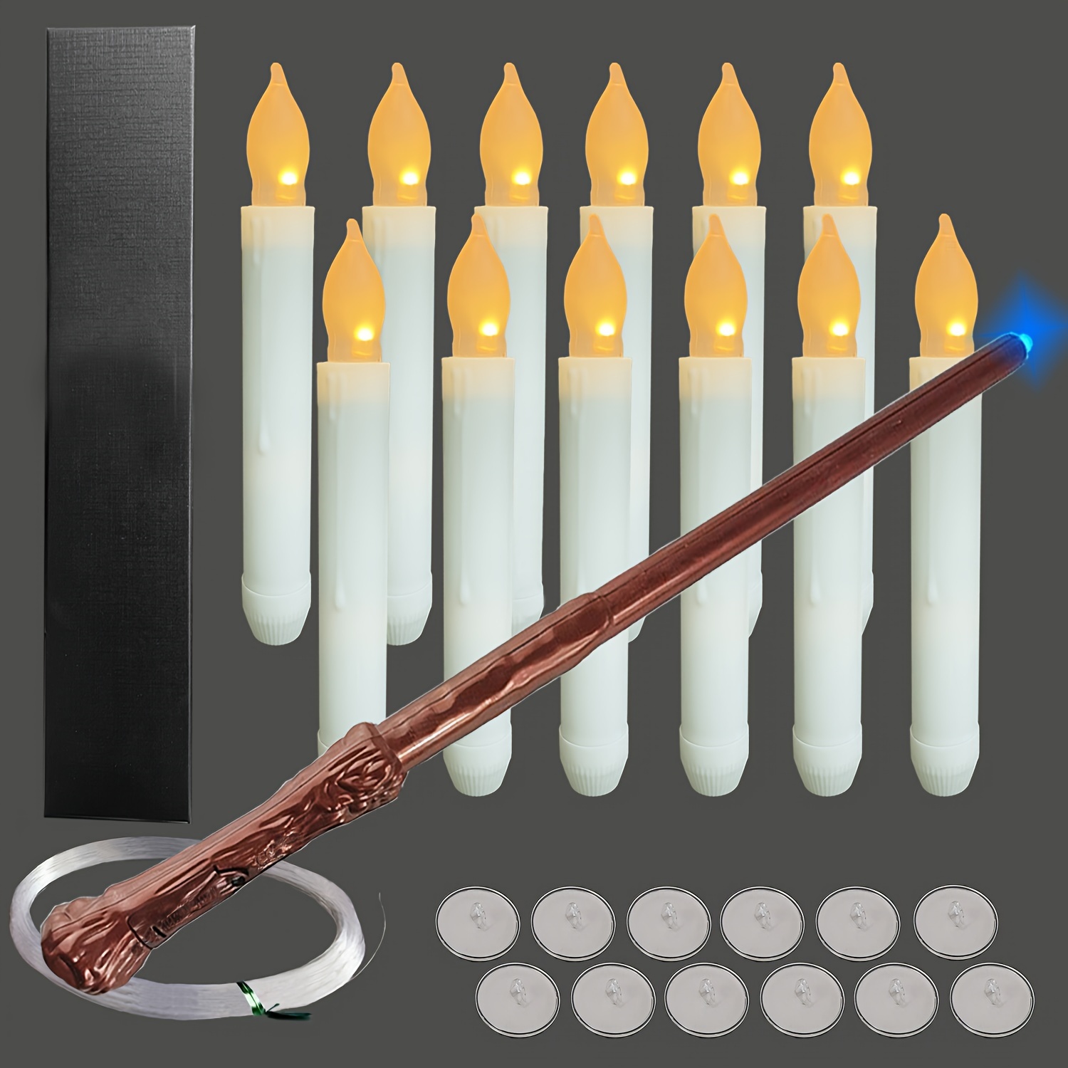 Led Floating Flameless Cone Candles, With Magic Wand Remote Control,  Battery Operated, Float Hanging Window Decoration Twinkle Candles, For  Christmas/halloween/valentine's Day Decoration - Temu