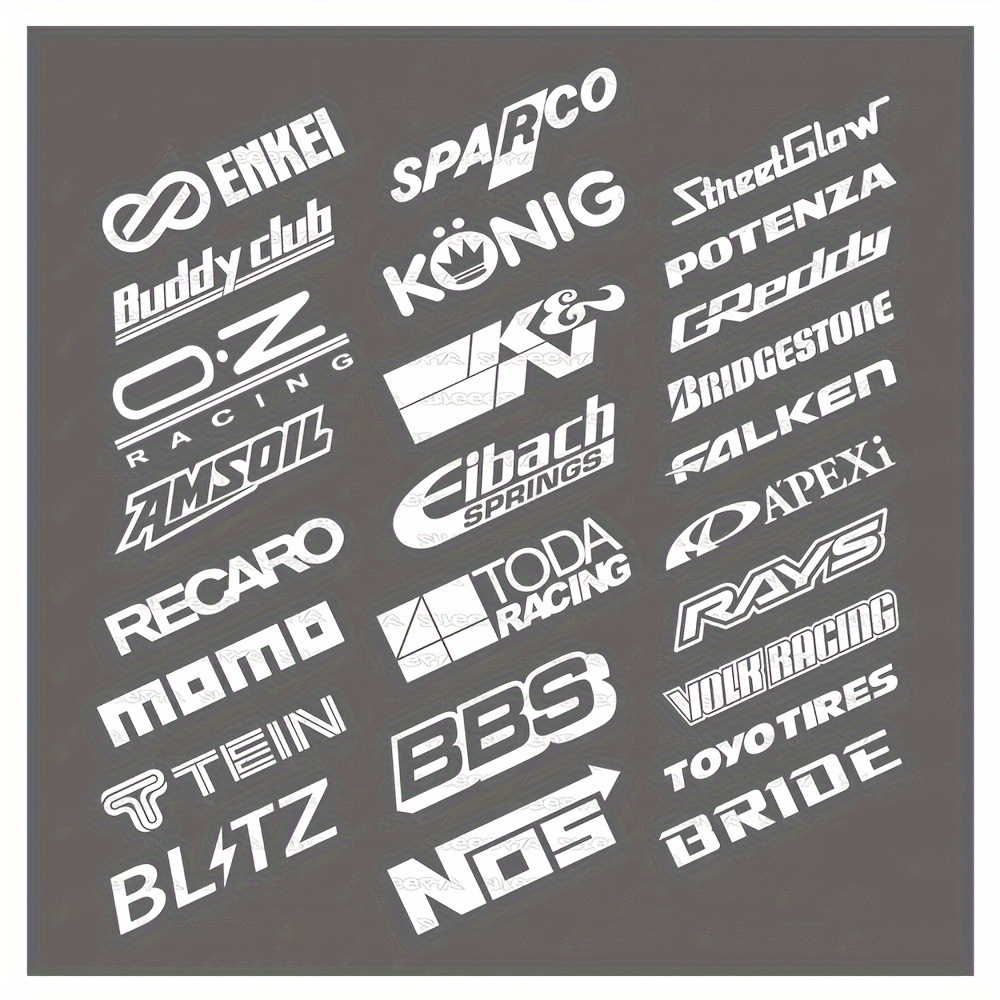 

Ensemble de Logos de sponsor de course aléatoires de 13 pièces autocollants de voiture réfléchissants décalcomanie en vinyle de dérive de Turbo de course