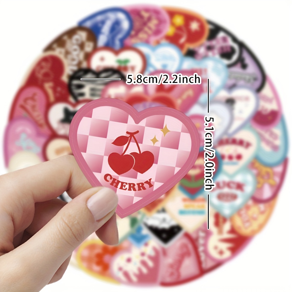 50Pcs Love Stickers Decals, Valentine's Day Stickers for Couple Girlfriend  Boyfriend, Waterproof Heart Stickers for Laptop Water Bottle Guitar