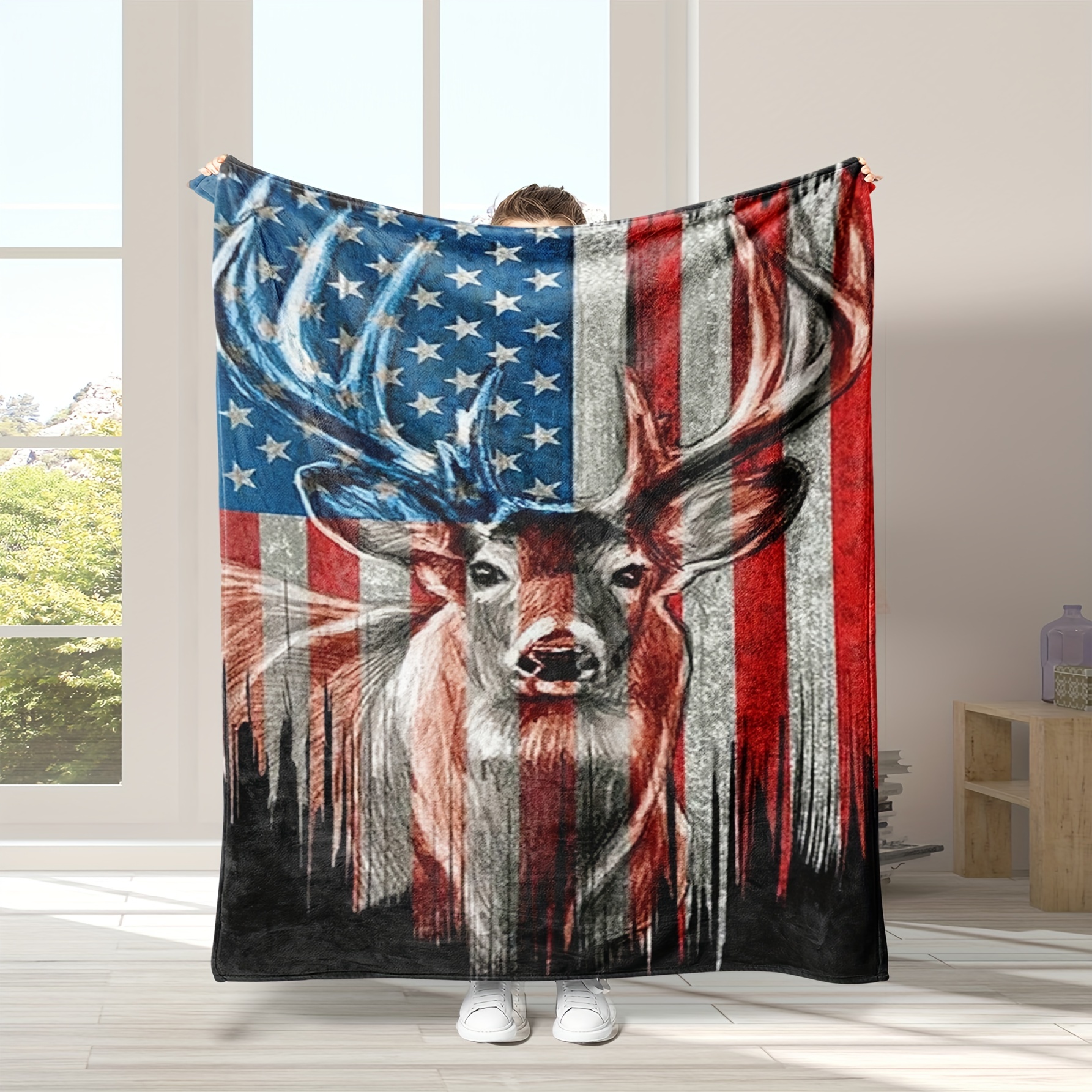 Camo Shower Curtain Black American Flag Elk Moose Wildlife - Temu