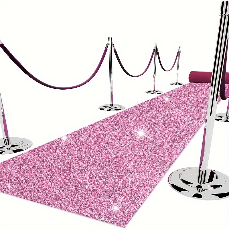 

1pc Sparkling Pink Runner Rug, Hand Washable Carpet, Holiday Event Decorative Floor Mat, For Wedding Aisle Party Supplies Ceremony Stage Spring Decor Gift Home Decor Room Supplies