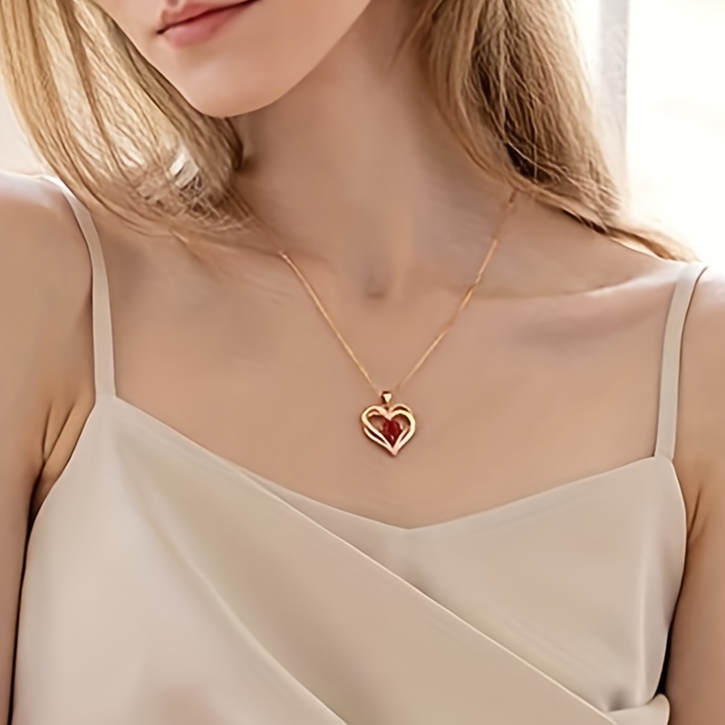 Antique Oxidized Silver Love Pendant Necklace – Cubic Zirconia Heart With Ball Chain, Gift Boxed – Valentine's Gift For Her