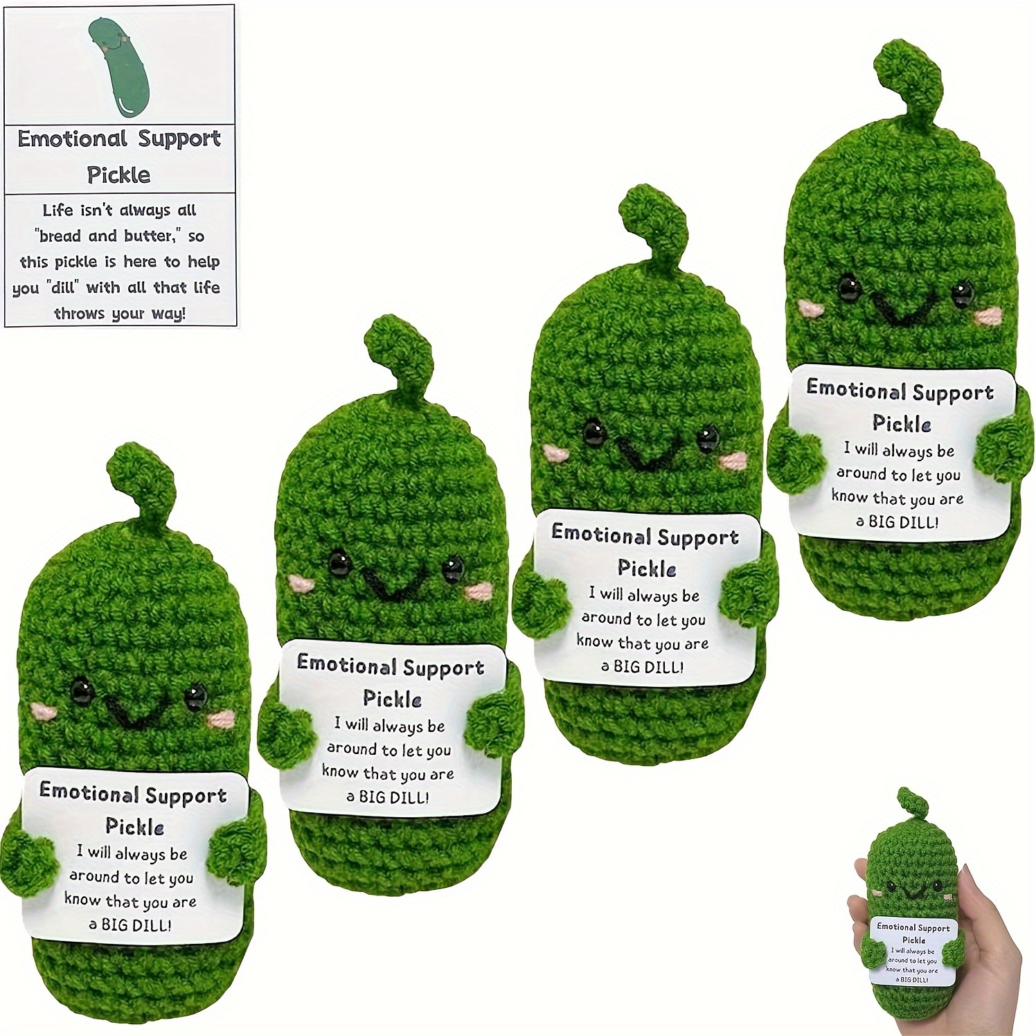  FauKait Emotional Support Pickled Cucumber Gift,Handmade  Emotional Support Pickle Cucumber, Cute Positive Pickle Crochet Knitting  Doll Ornaments, Funny Reduce Pressure Pickle Toy (Cucumber1) : Toys & Games