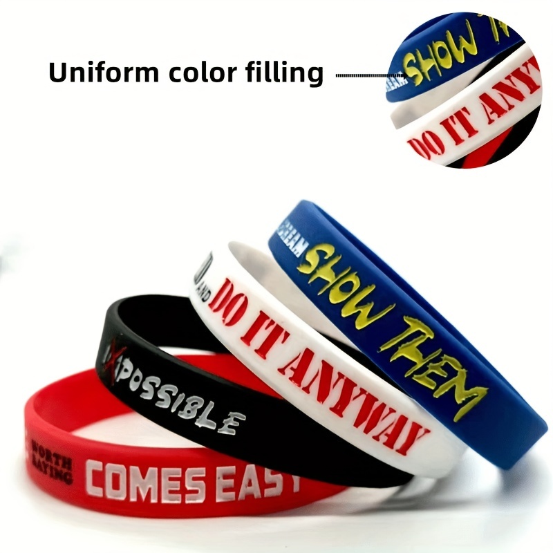 Positive Words Silicone Wristbands Text Message Solid Color - Temu