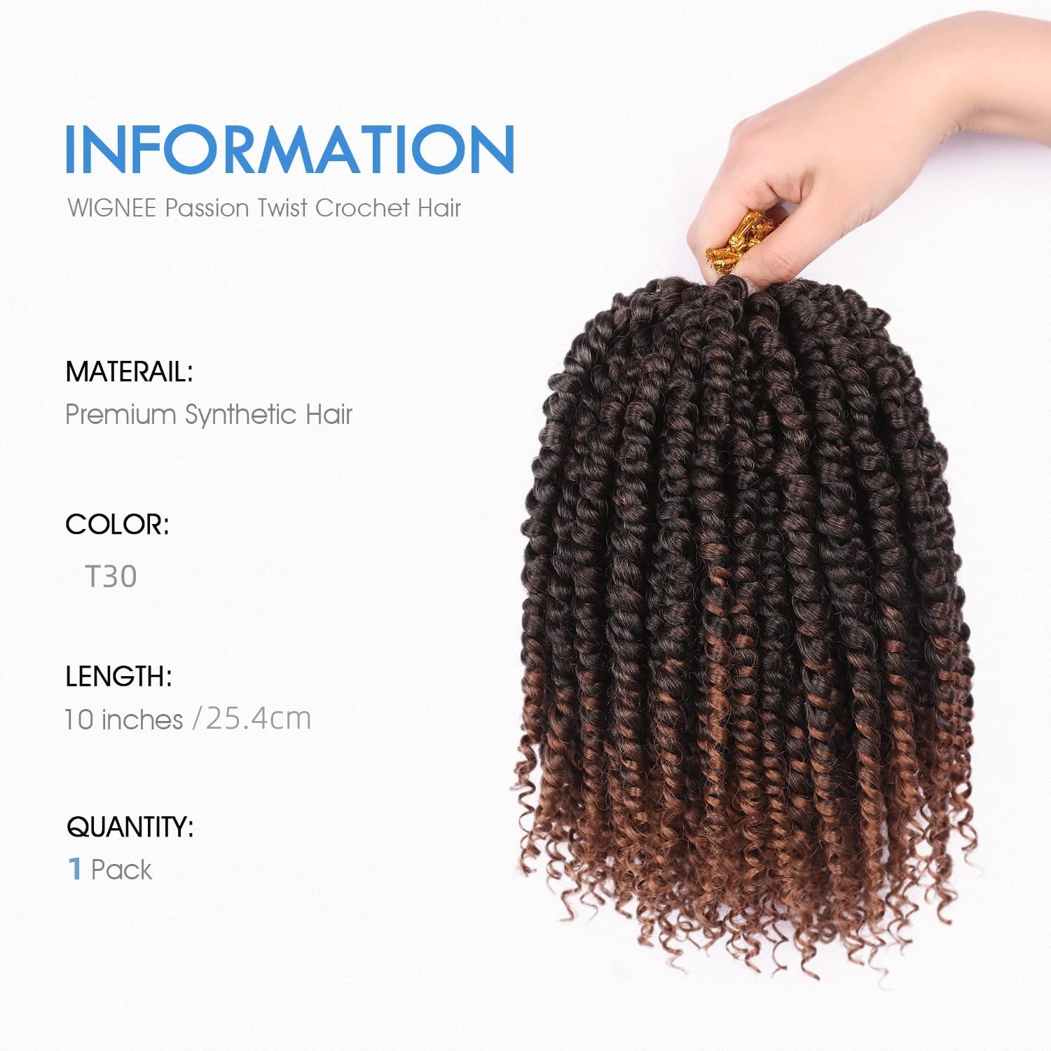  Passion Twist Crochet Hair 10 Inch Pre-twisted Passion Twist  Crochet Braids for Women Kids Pre-looped Short Curly Crochet Hair Bohemian  Synthetic Hair Extensions 8 packs 1B/27 : Beauty & Personal