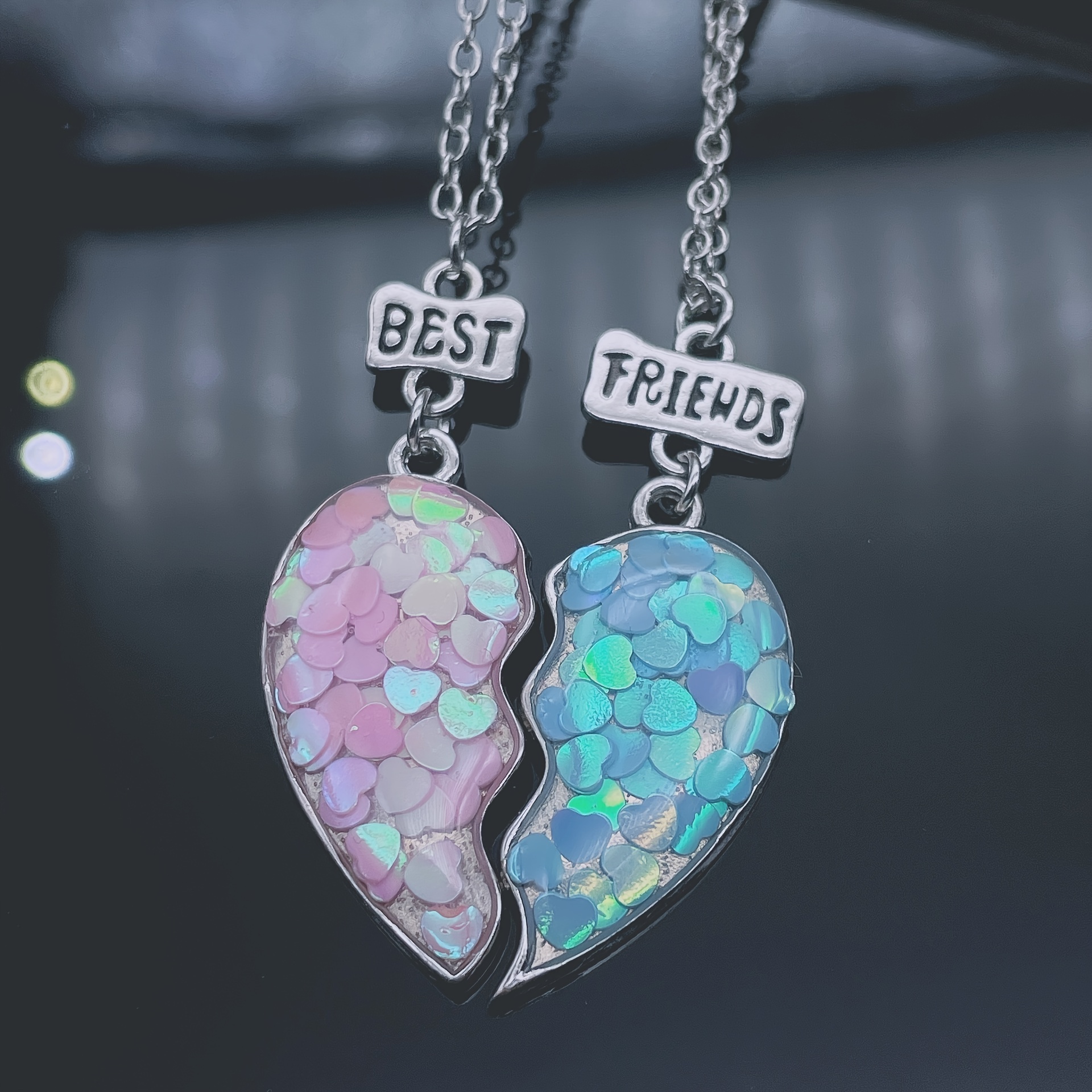 2 Uds. Collares Delicados Lentejuelas Love Best Friends Temu Chile