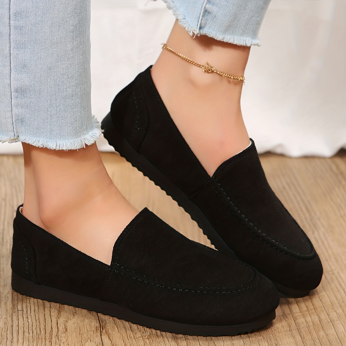 Women's Solid Color Flat Loafers Comfortable Slip Low Top - Temu United  Kingdom