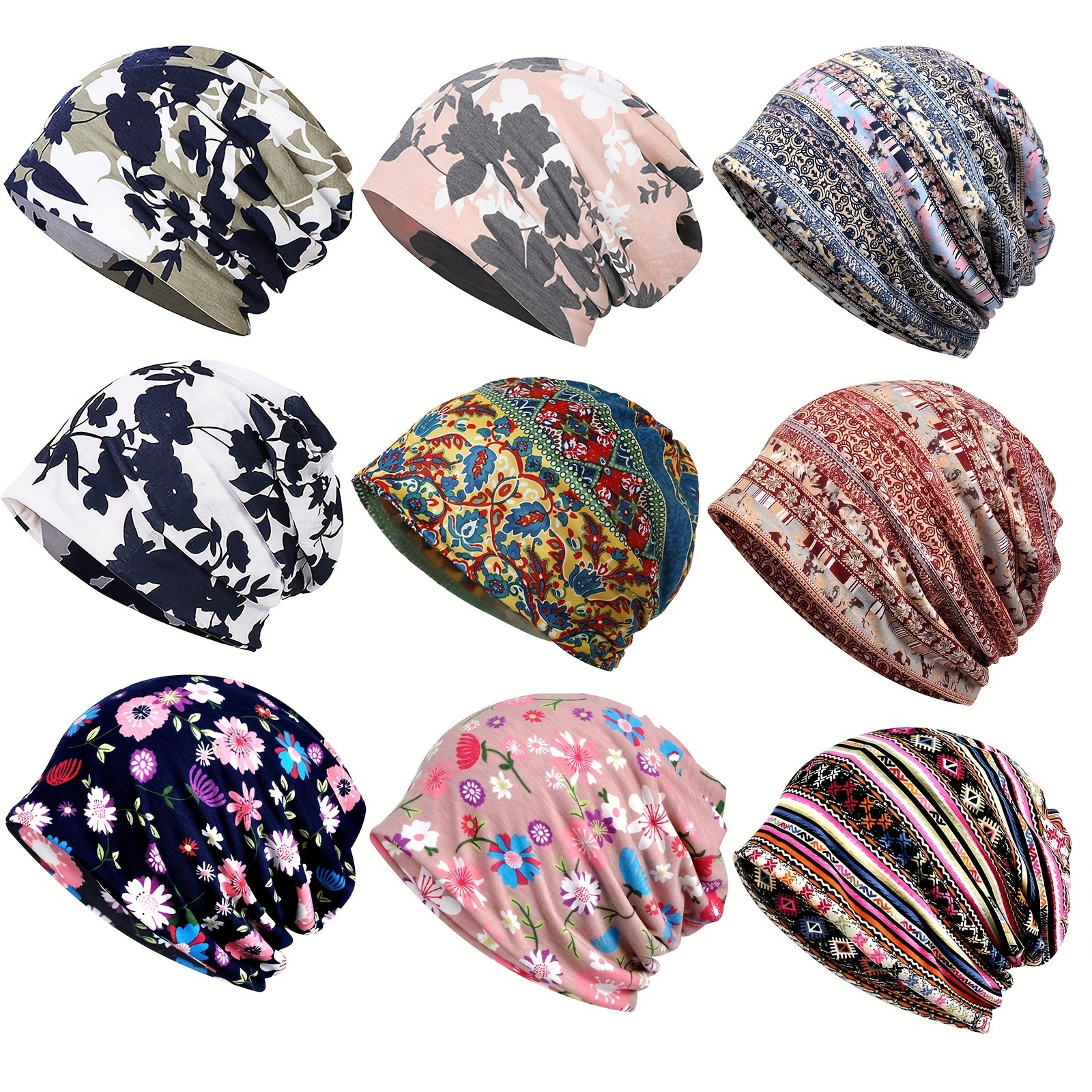 

1pc Cotton Boho Slouchy Beanie, Cotton Chemo Cap For Men Women