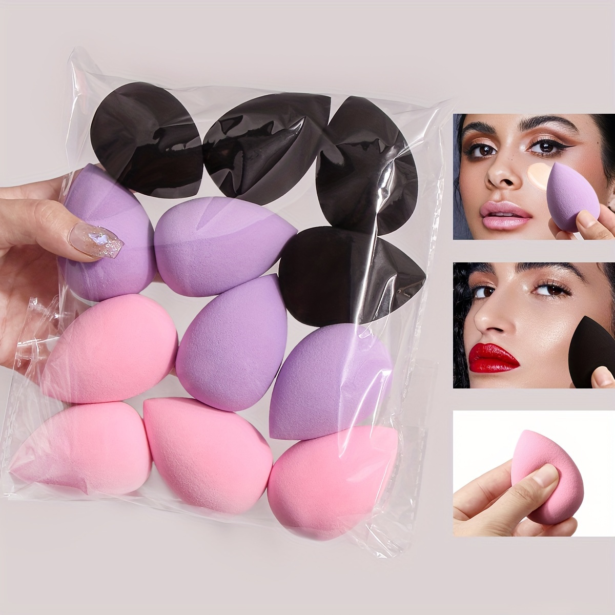Juego de 6 esponjas de maquillaje – Esponja suave de belleza para base,  crema y polvo (rosa claro)