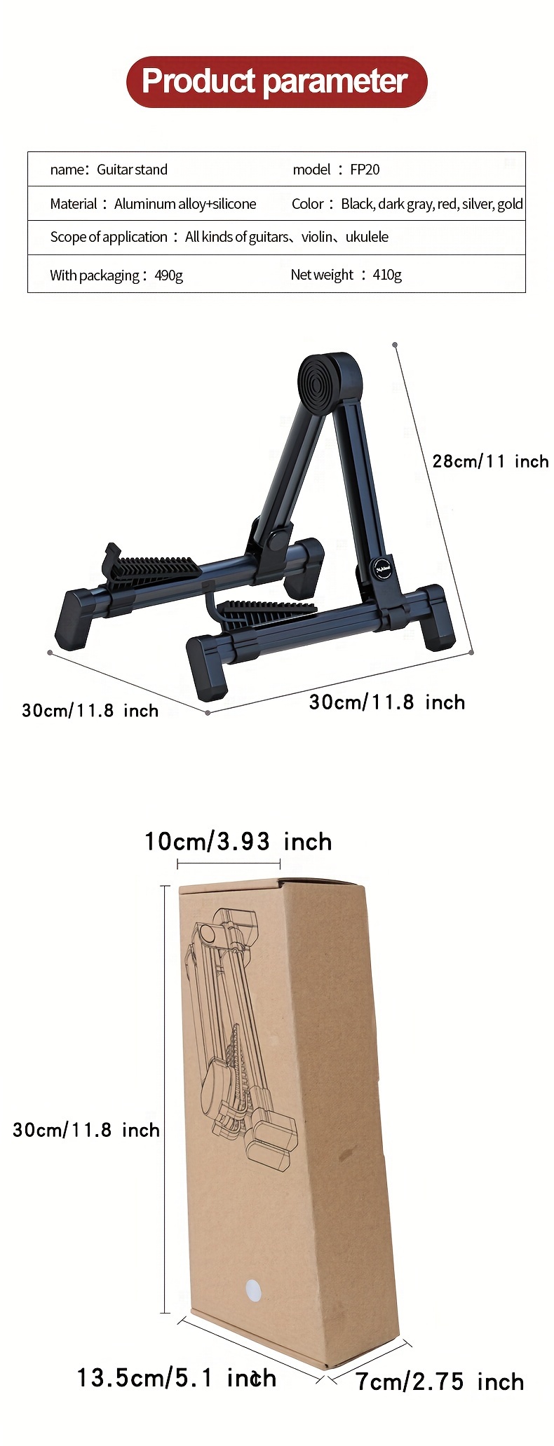 Support de guitare électrique, Support pliable en A en métal pour guitares  acoustiques et électriques avec 3 réglages de largeur réglables et bras en  caoutchouc antidérapant et mousse souple