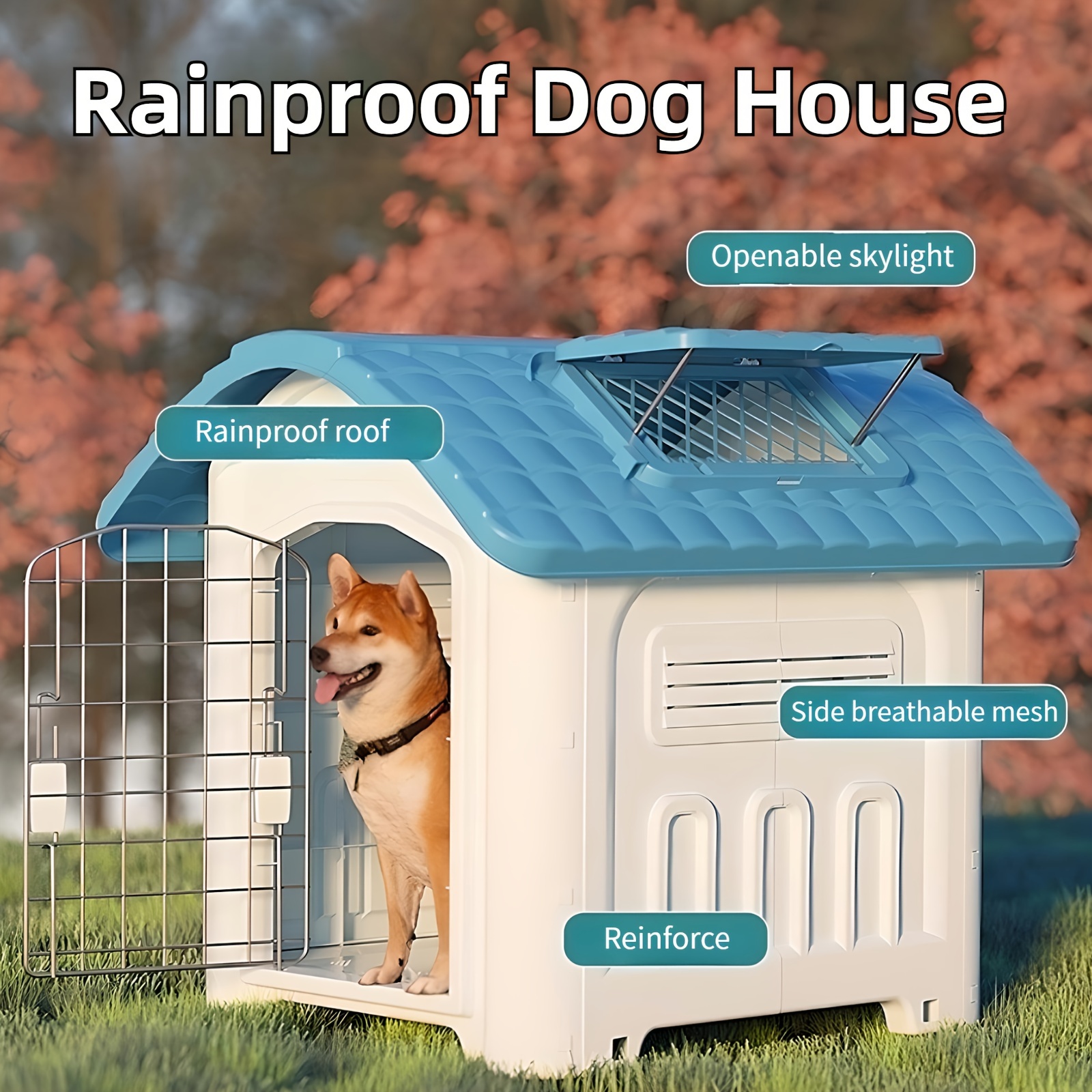 Dog kennel with roof and clearance floor