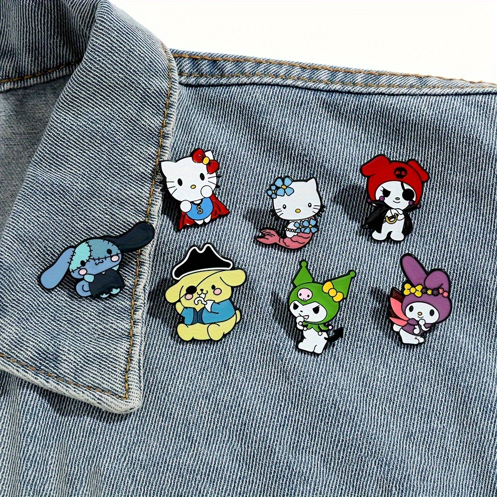 Bandai Hello Kitty Pins For Backpack Cartoon Anime Cosplay Metal