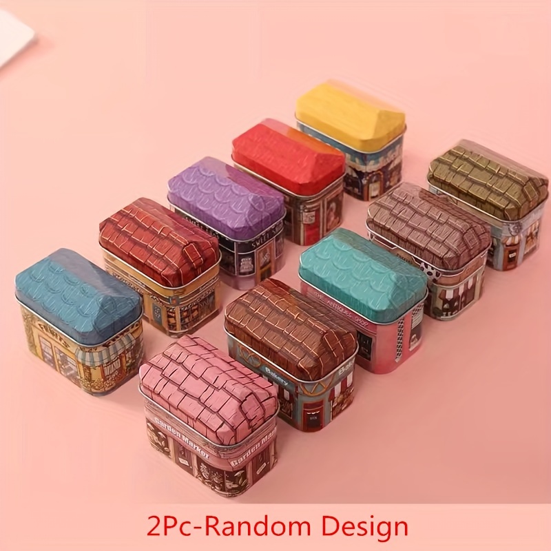 TEMU Boîte Miniature Aléatoire 2/10/20 en Fer Forgé pour Petite Entreprise, Boîte de Rangement pour Bijoux, Boîte en Fer-Blanc avec Couvercle,