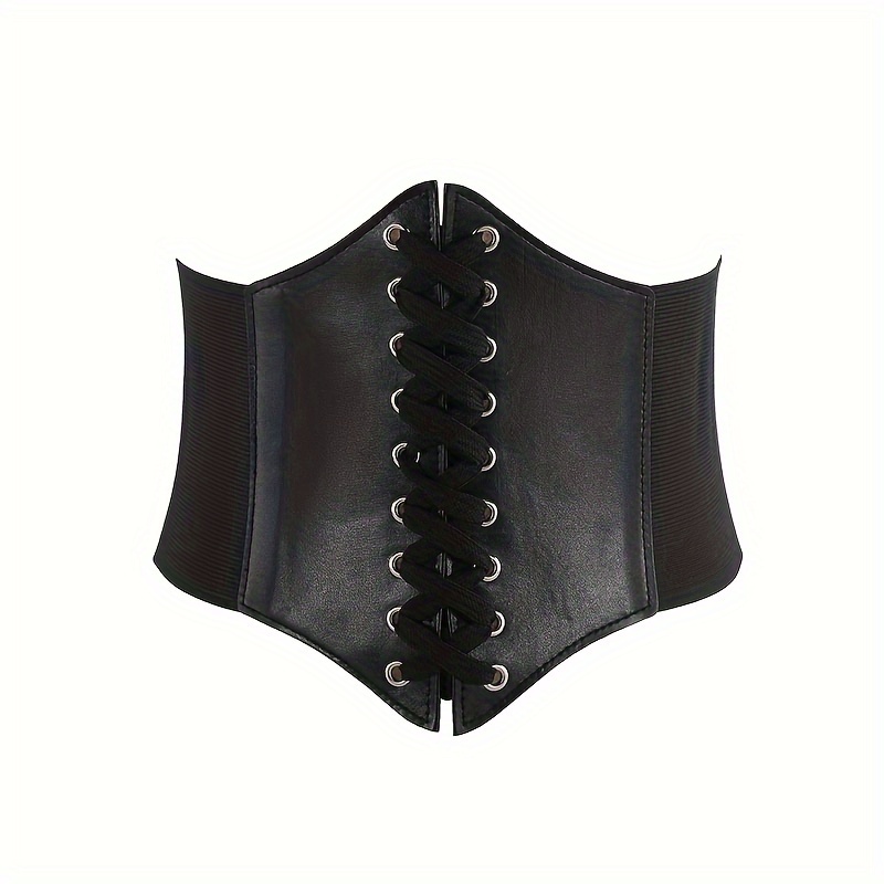 Gothic Bowknot Lace Belt Black Elastic Wide Corset Waistband - Temu