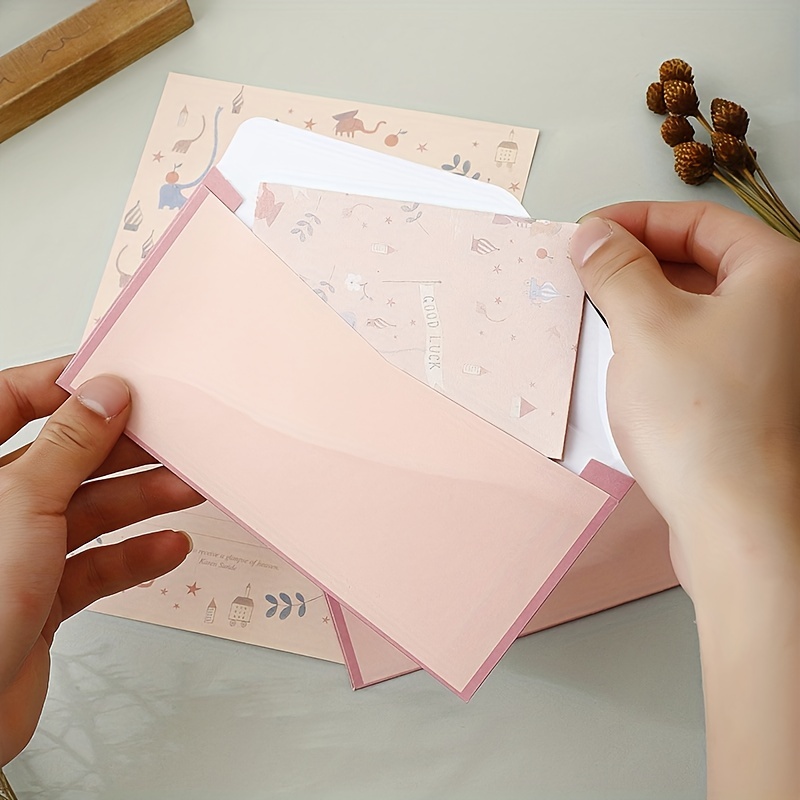 1 Set De Mignon Papier À Lettres Enveloppe Ensemble Texture - Temu Belgium