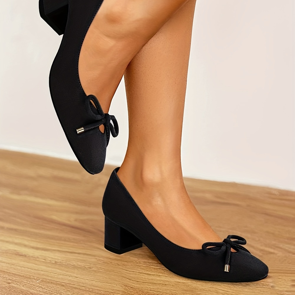 Zapatos de horma ancha color natural de tacón medio con lazo Spring de ASOS  DESIGN