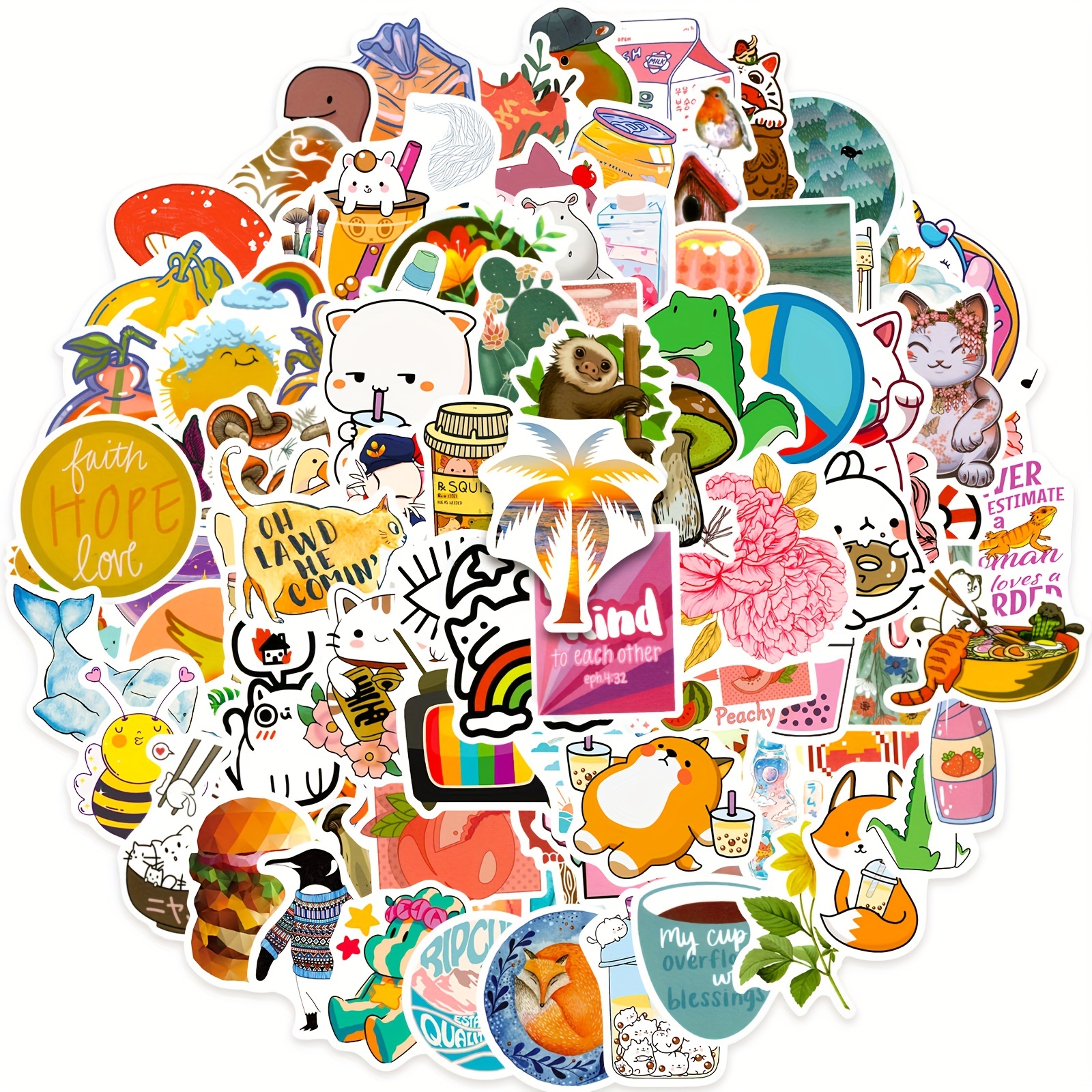 100Pcs Cute Stickers,Aesthetic Vinyl Waterproof Stickers for