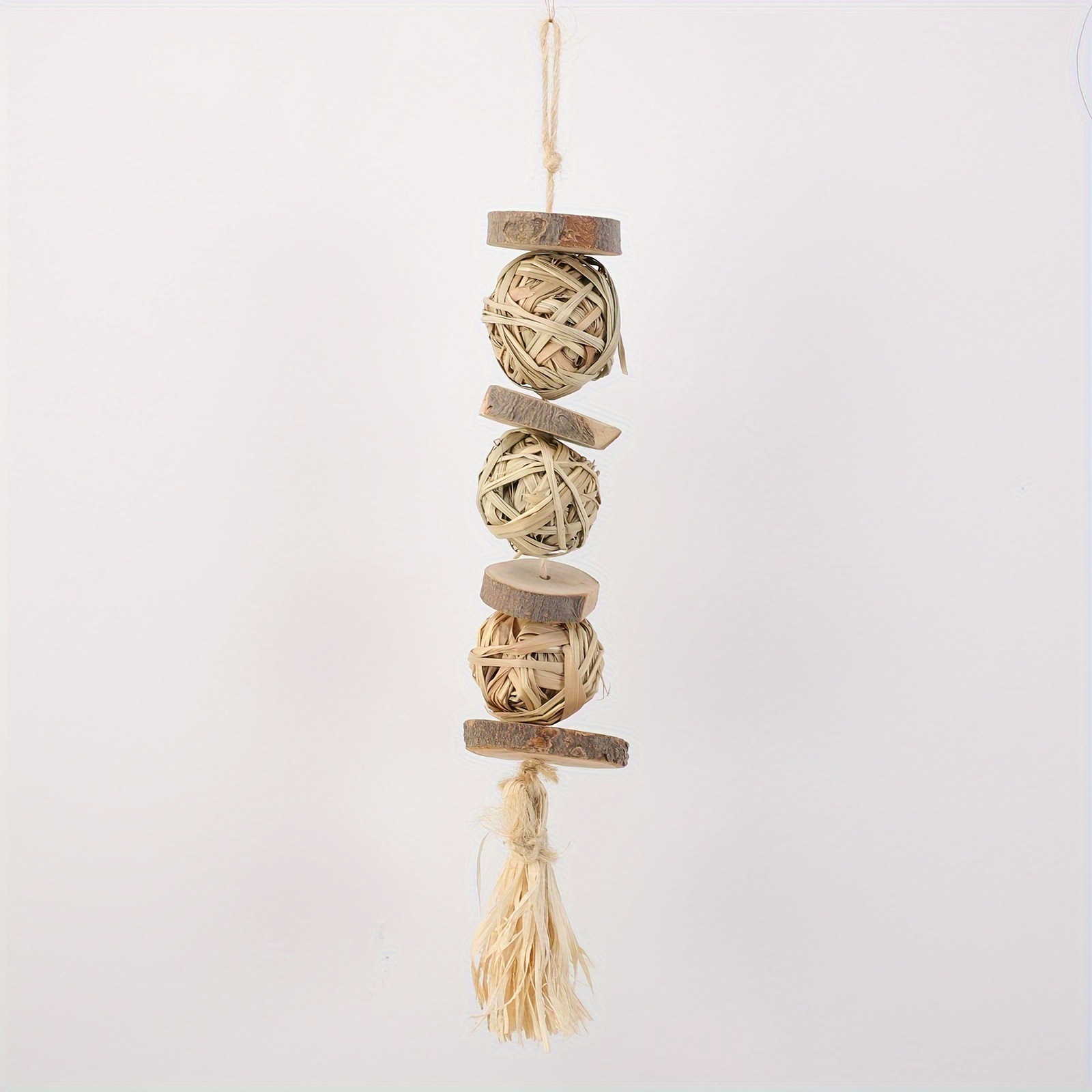 Image of Wood Rabbit & Bunny Hanging Toy Suitable For - Teeth-grinding Chew Ball, Cage Accessory For Hamsters, Guinea, , For Small Pets - Bird & Rabbit Toy, Christmas Gifts For Pets ( Wood)