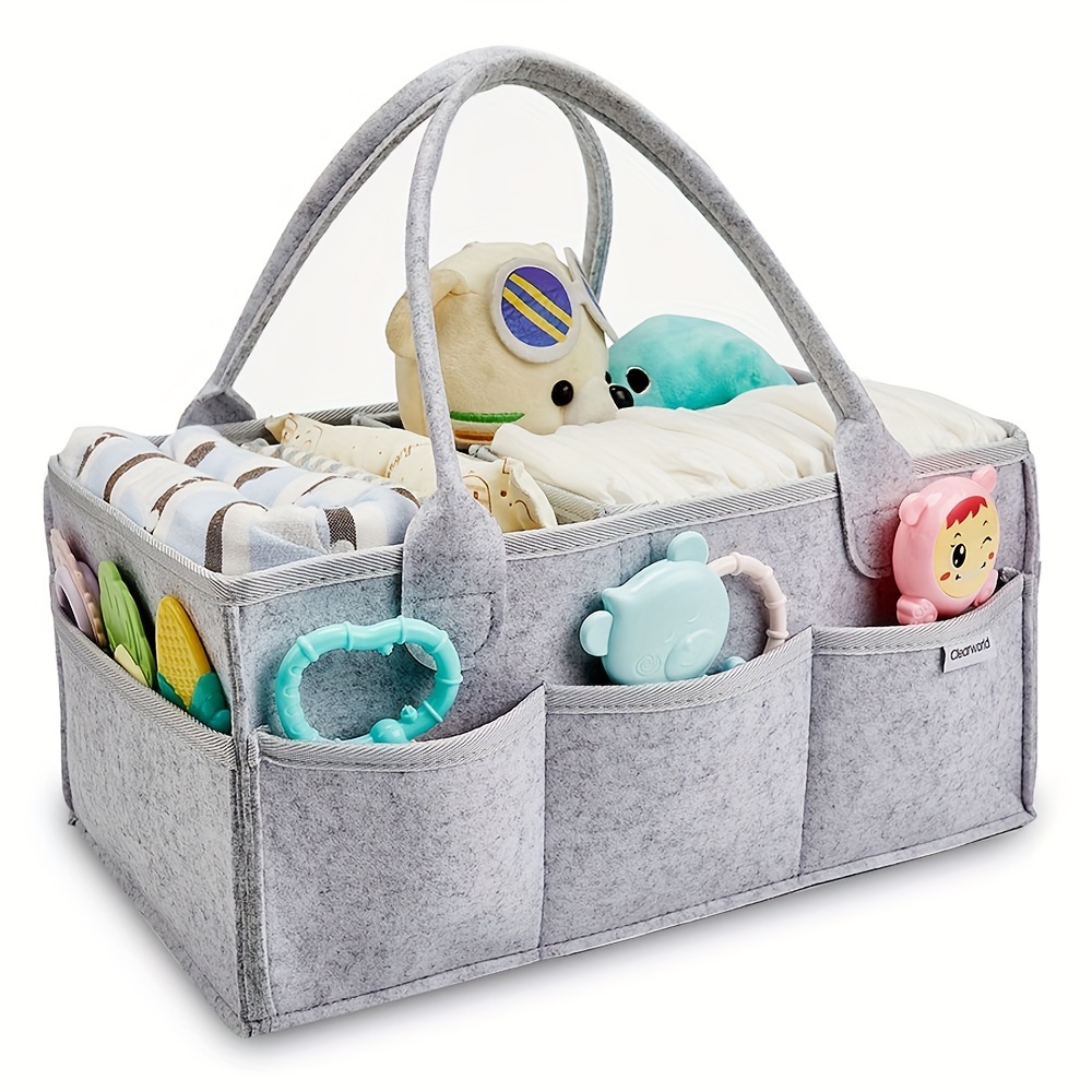 Wooden Diaper Caddy Organizer - 360 Degrees Rotating Caddy with Removable  Dividers, Nursery Diaper Organizer