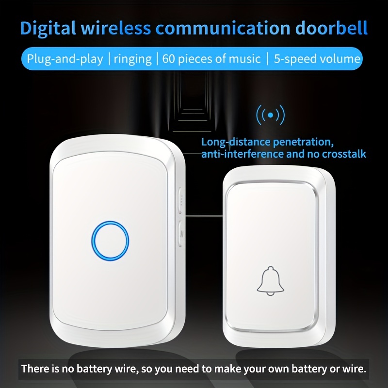 Usb Doorbell, Waterproof Wireless Doorbell Ringtone Kit, With 60 Ringtones,  5 Level Adjustable Volume, 1000 Foot Operation With Sound Led Flashing  Doorbell, Suitable For Home Use (1 Receiver X 1 Button) - Temu