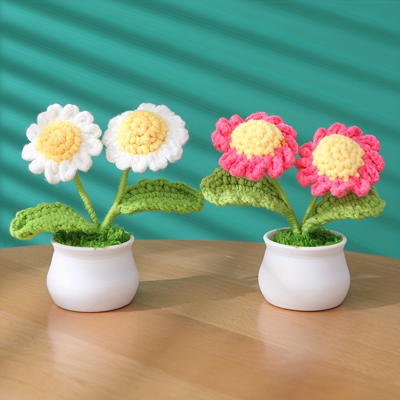 Creative Crochet Wool Eternal Flower Daisy Tulip Gift - Temu