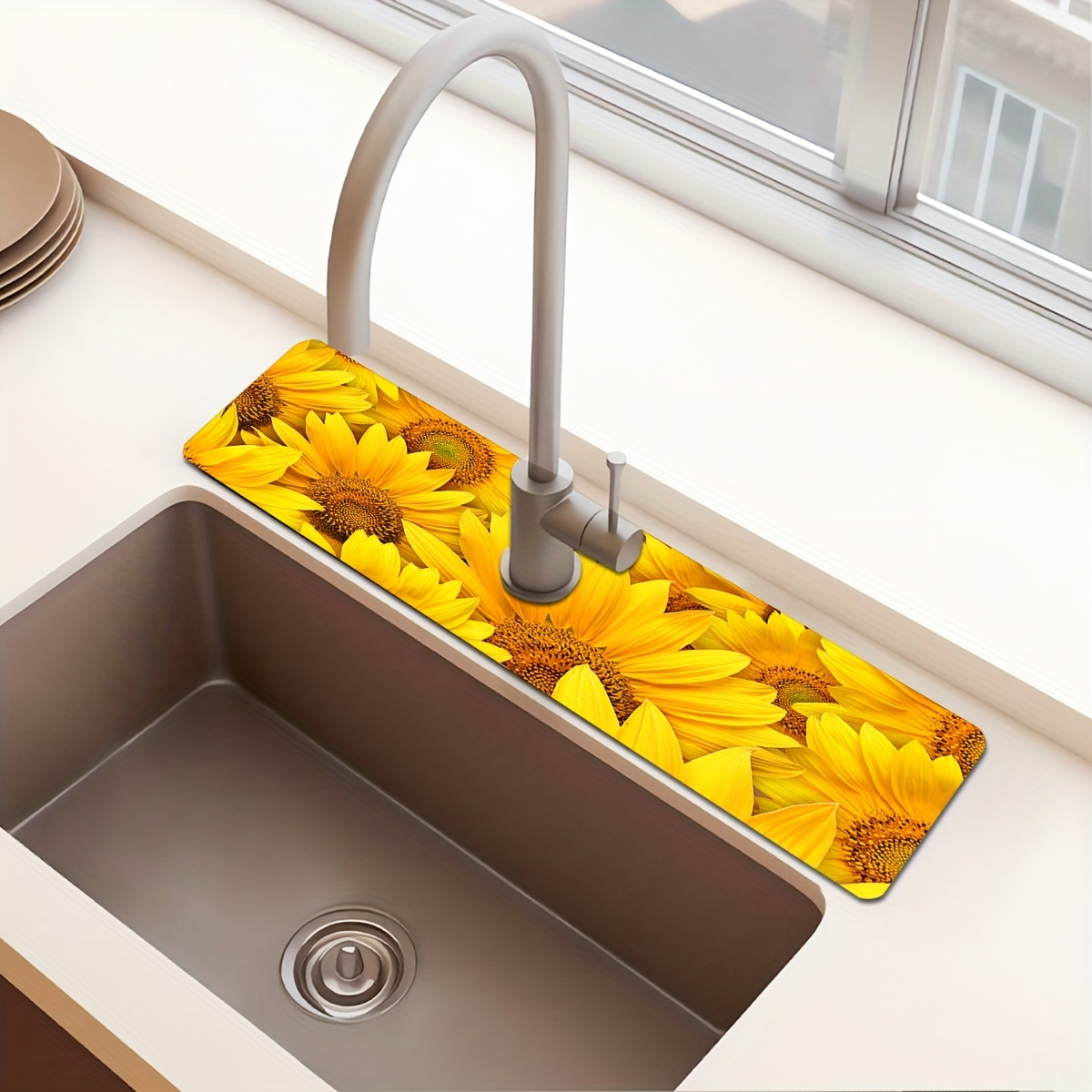1pc Flower, Sink, Fast Drying Mat For Kitchen, Bathroom, Sink & Drainage,  Can Be Cut Into Desired Size