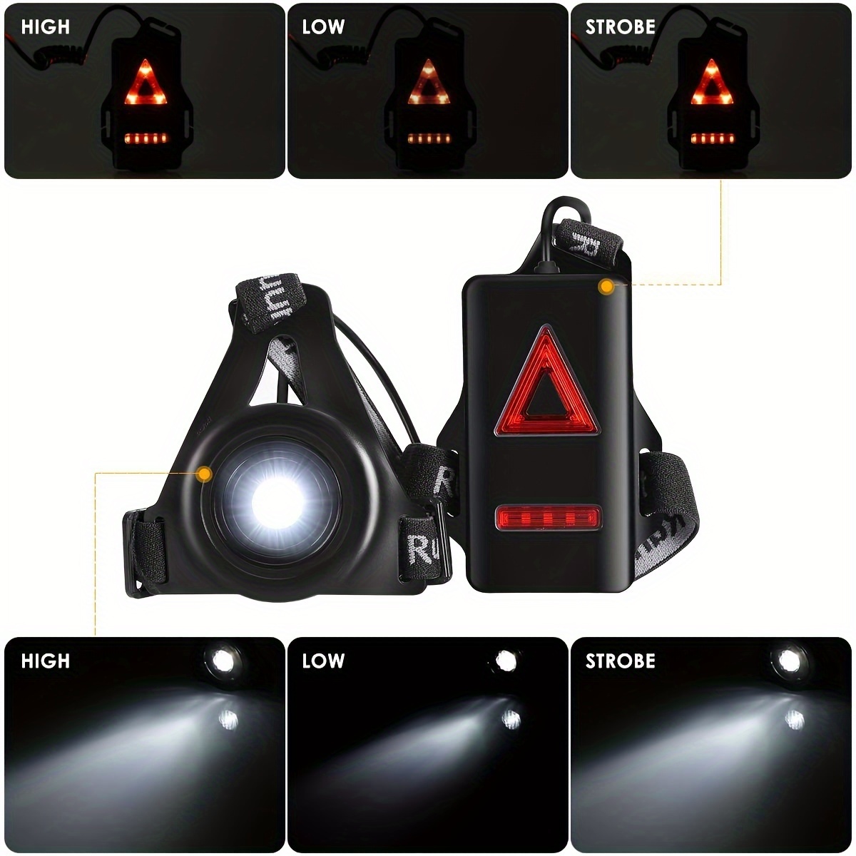 Outdoor Usb Rechargeable Night Running Lights: Led Chest - Temu