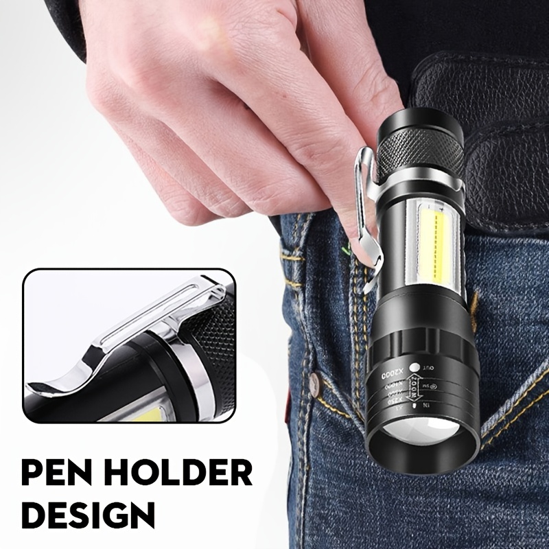 Mini-led-taschenlampe Stift-clip, Tragbare Usb-wiederaufladbare Zoombare- taschenlampe, Outdoor-xpe-beleuchtung Camping Wandern, Hochwertig  Erschwinglich