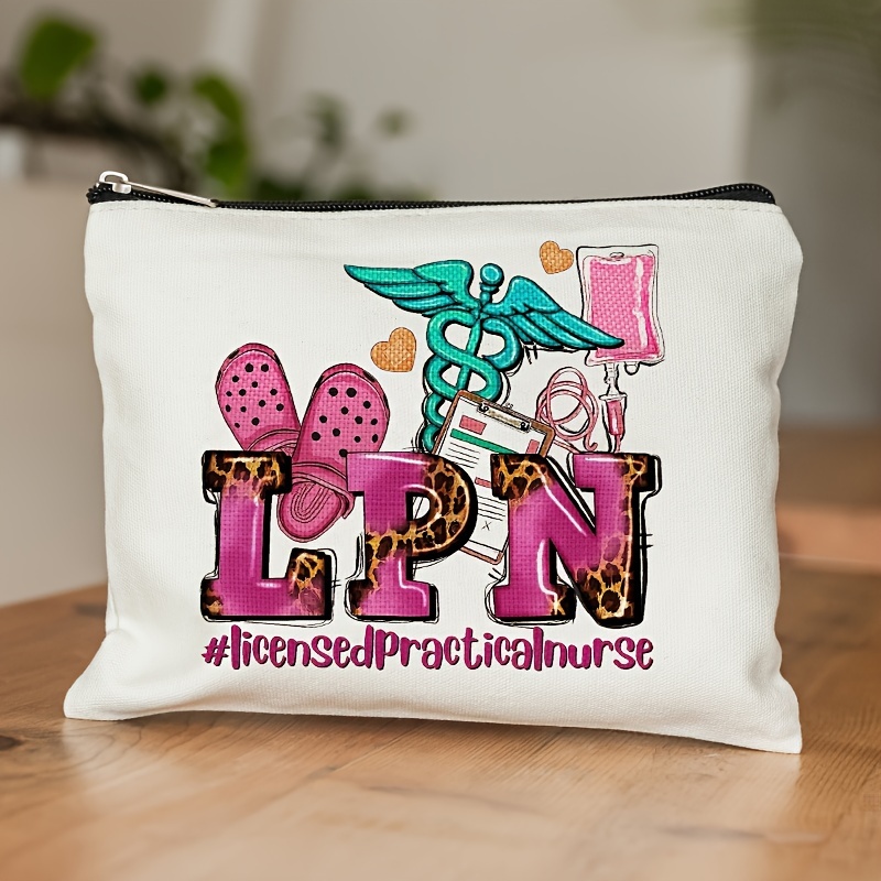 DJHUNG Boho Rainbow Leopard Make-up-Tasche – Lustiges Krankenschwestern-Design, 9.7 X 7 X 2 Zoll