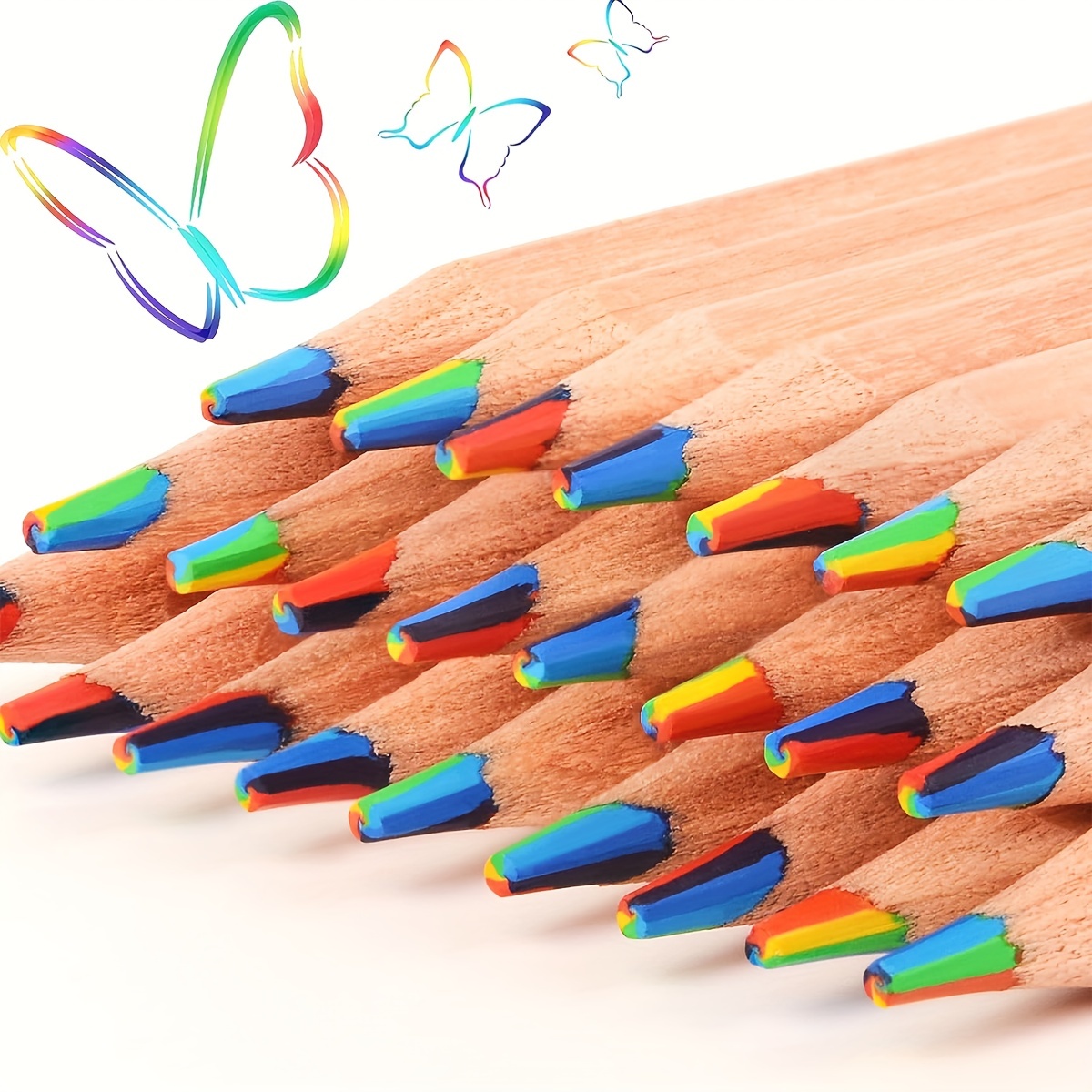 

10pcs Wooden Colored Pencils, 7 Colors In 1 Core, Color Drawing Pencils. Suitable For Adult Andstudent Creation, Home Painting, Christmas Card Coloring, Handmade Diy Drawing Sketches