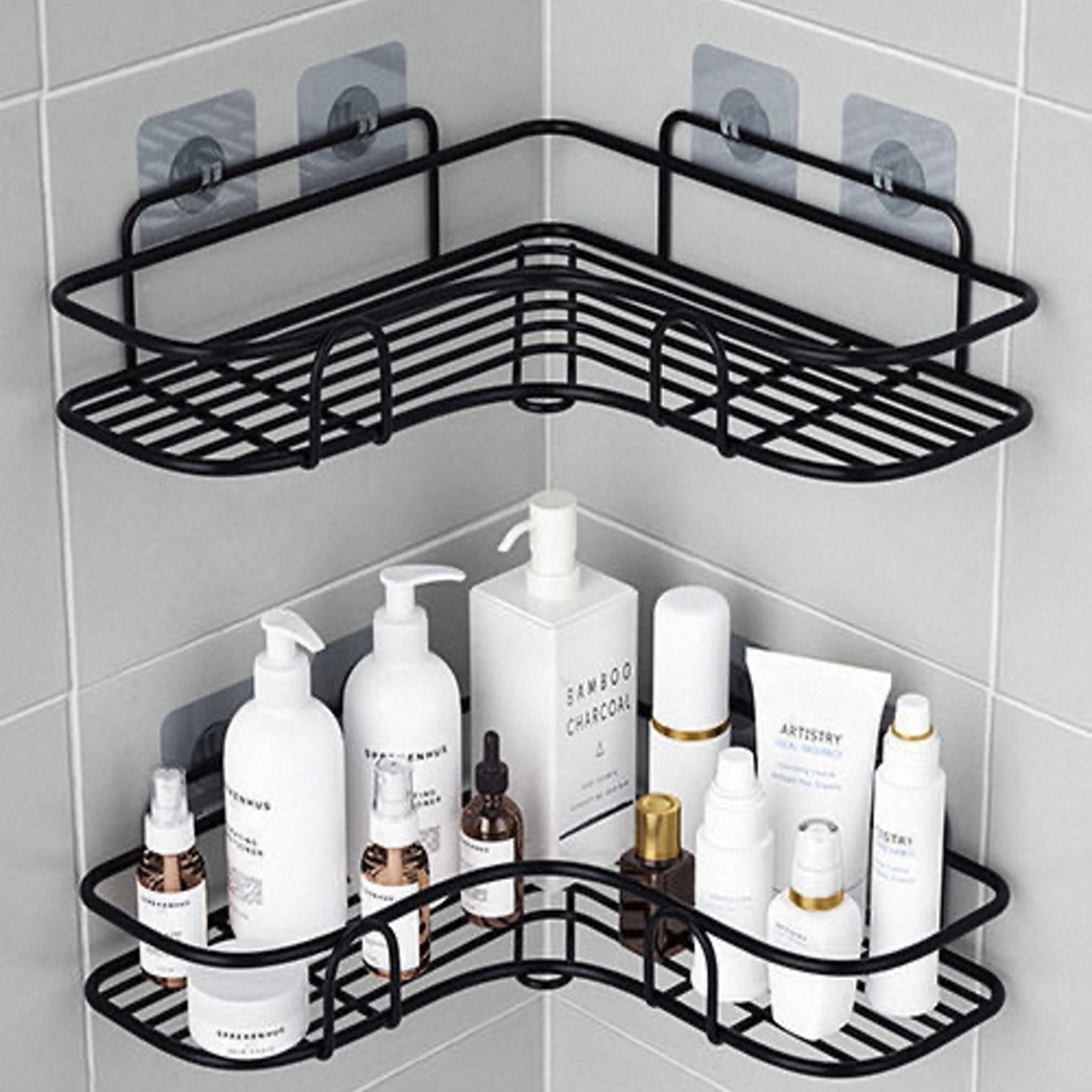 Dropship 2Pcs Corner Shower Caddy Anti-Rust Soap Holder Hanging