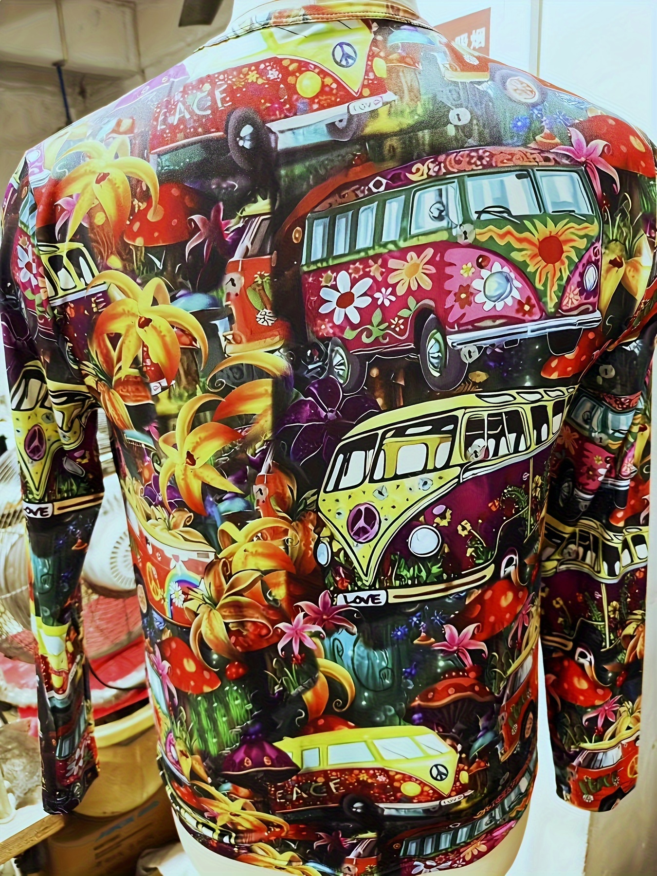 Bus Print Camiseta Manga Larga Hombre Diseño Novedoso - Temu