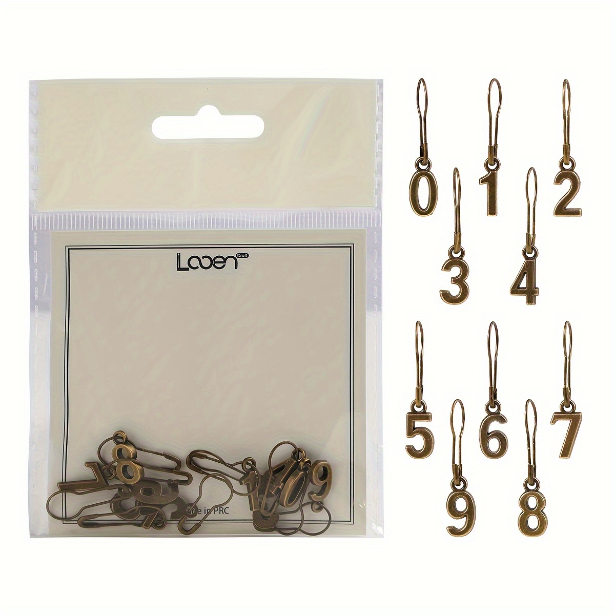 10pcs/set 0~9 Numbered Needle Markers, Alloy Hook Needle Markers, Locking Needle Markers With Iron Gourd Pin, Used For Knitting, Weaving, Sewing Accessories And Quilting