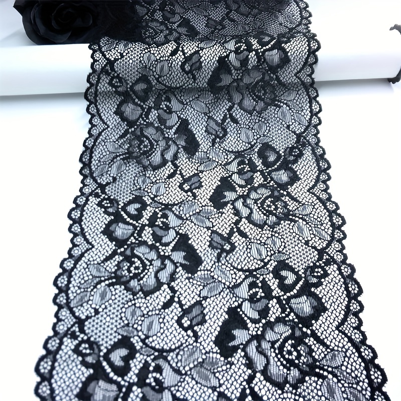 2 Yards Elastic Lace Trim Black Lace Ribbon Floral Pattern - Temu