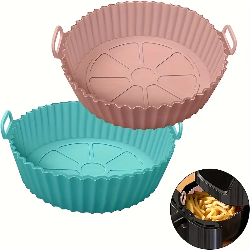 food grade silicone air fryer bakeware non stick round oven safe tray for healthier cooking