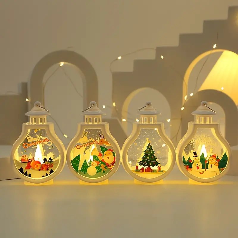 1pc christmas decoration glowing night light pendant candle holder window ornaments desktop decorative light details 5