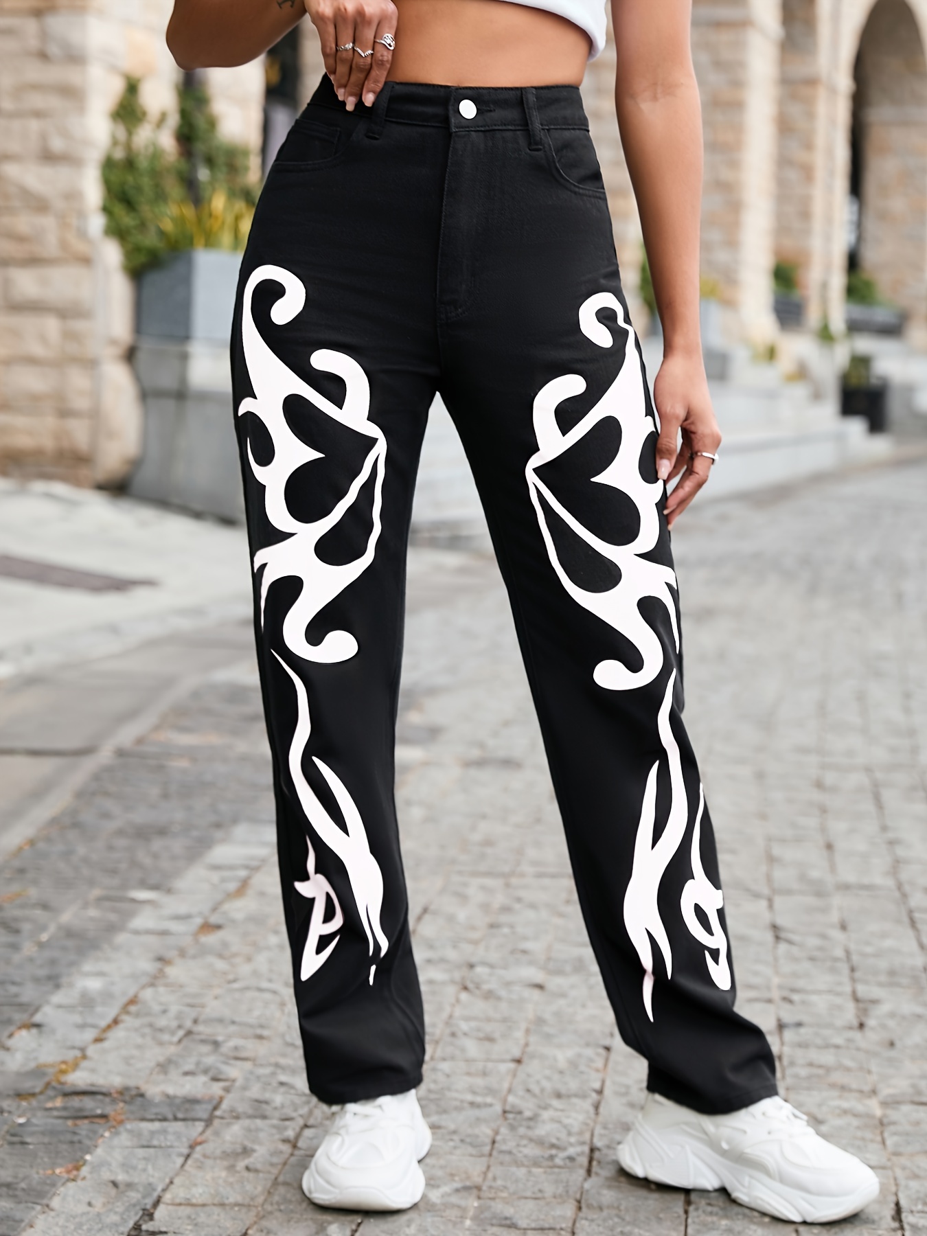 Black Halloween Printed Skinny Jeans Slim Fit stretch - Temu