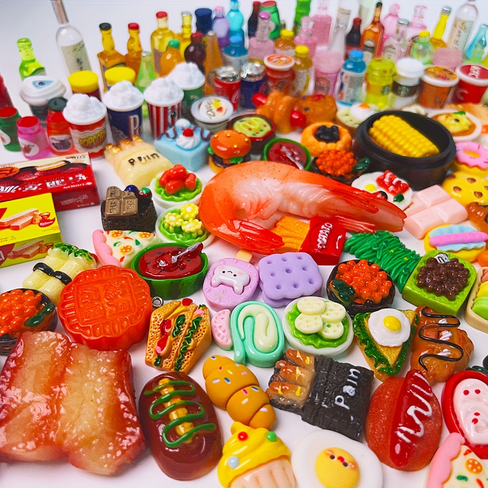100 Pièces Mini Jouets Alimentaires pour Cuisine Miniature Enfants