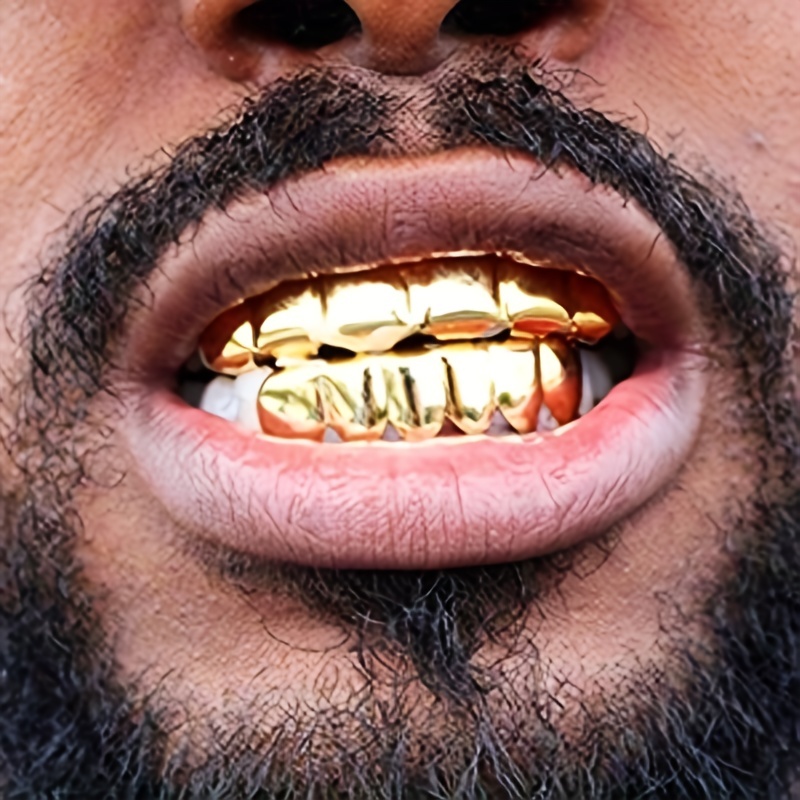 Open Face 14k Gold Plated Grillz Single Cap Top Hollow Canine Tooth Hip Hop  Grills