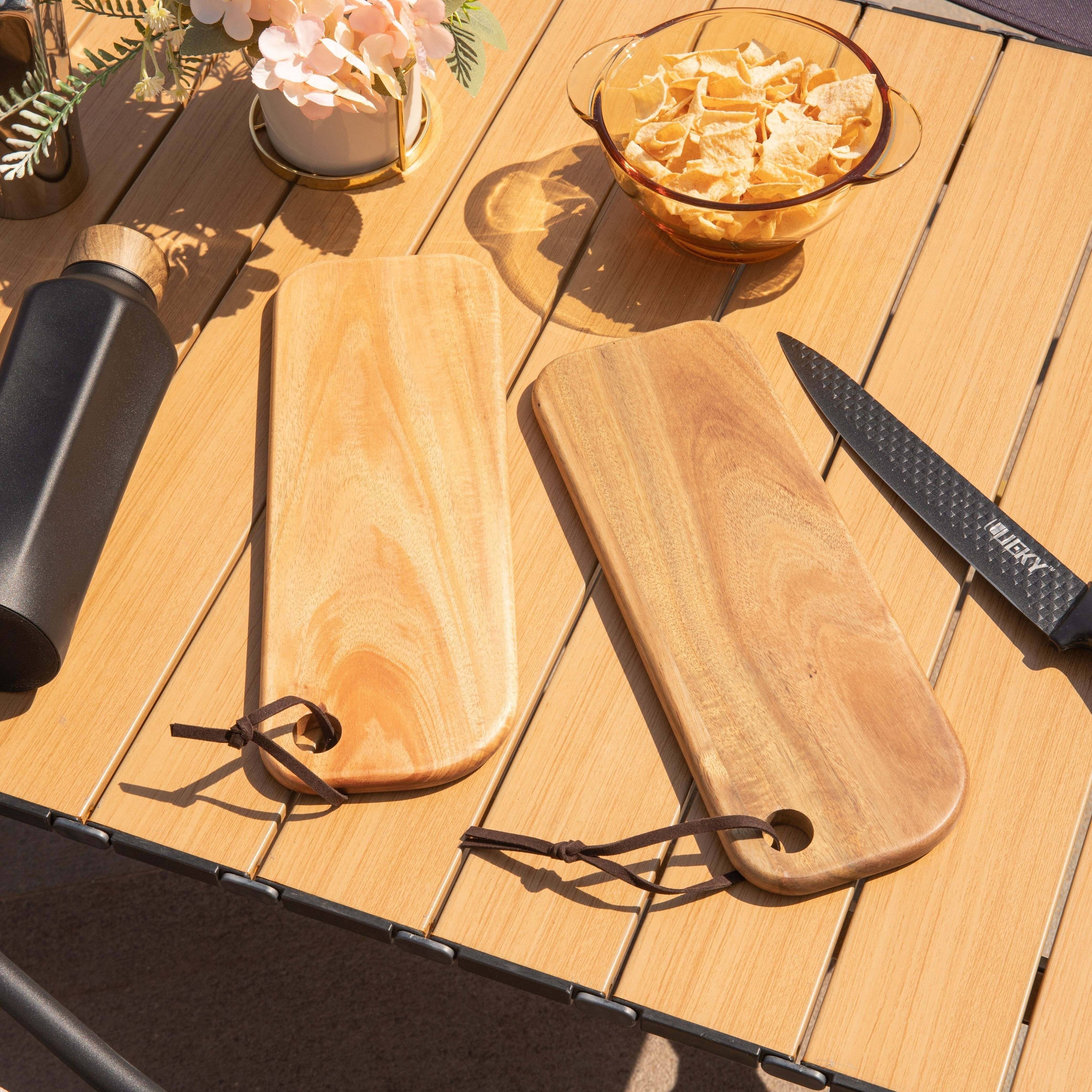 Portable Acacia Wood Cutting Board - Perfect For Camping, Lunch