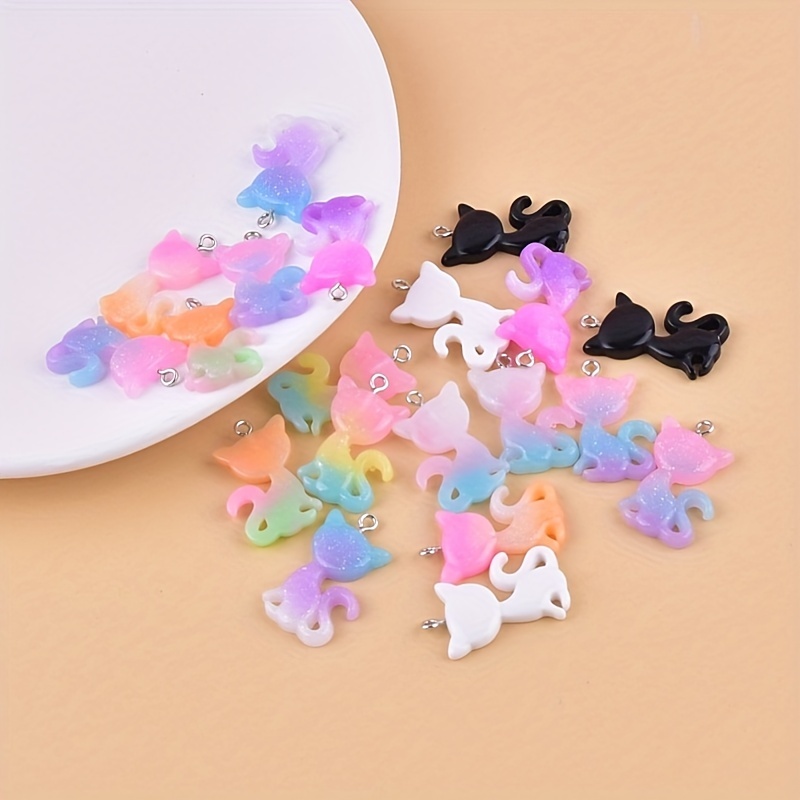 

20pcs Color Gradient Cat Acrylic Pendants Colorful Sitting Cat Acrylic Charms For Diy Jewelry Pendant Earrings Necklace Jewelry Accessories