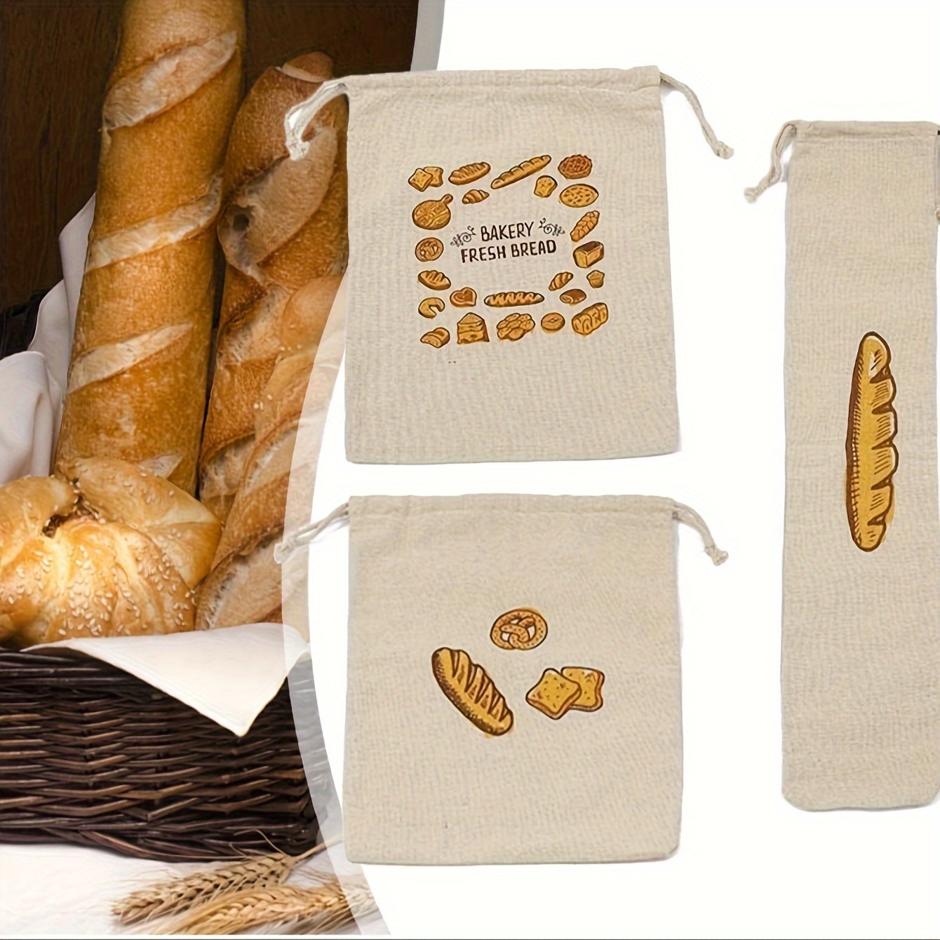 50 bolsas de pan con lazos, bolsas de pan transparentes con fuelle de 8 x  18 pulgadas para pan casero y pan de panadería