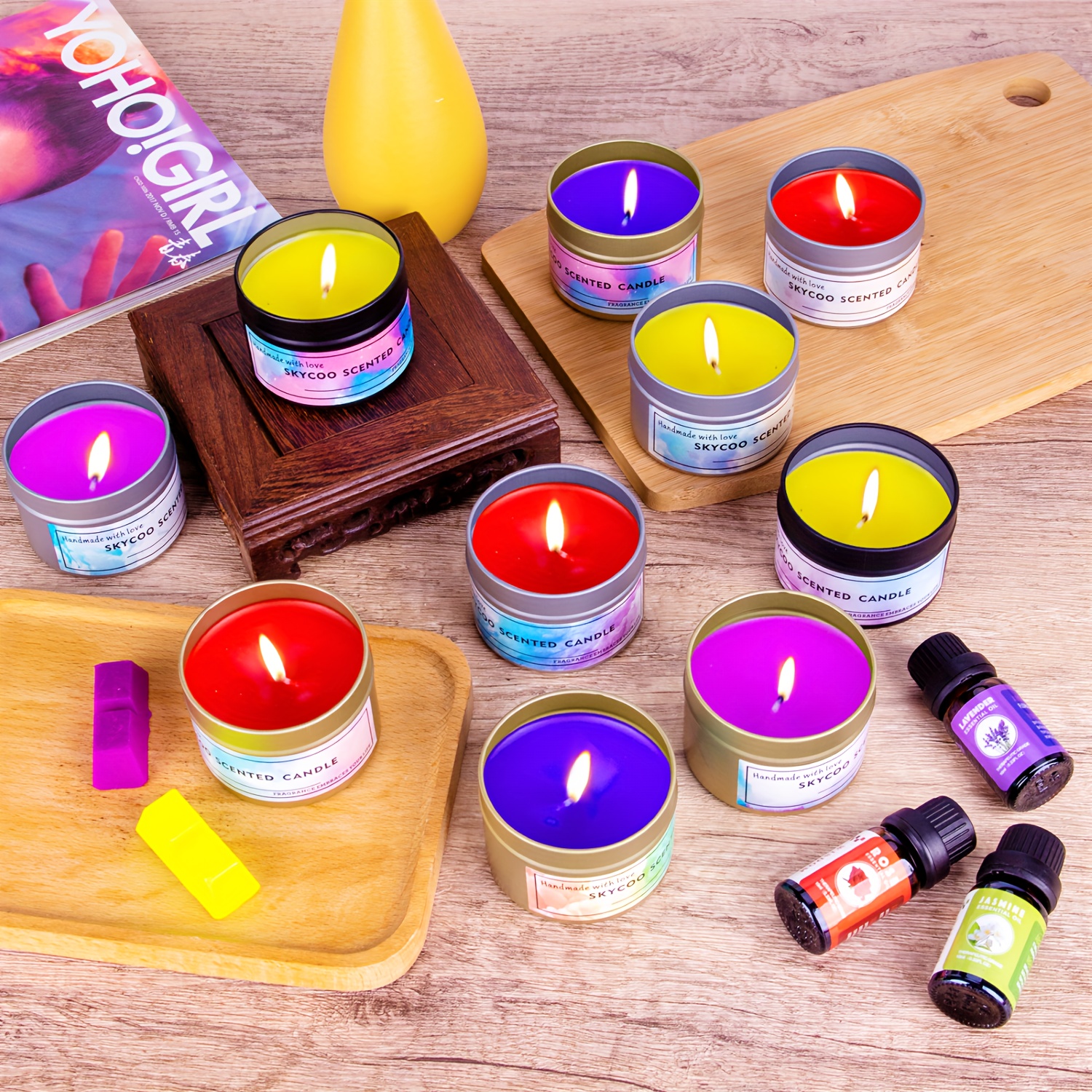  CraftZee Kit de fabricación de velas para adultos principiantes  – Kit de fabricación de velas de soja incluye cera de soja, aromas, mechas,  tintes, latas, crisol y más suministros para hacer