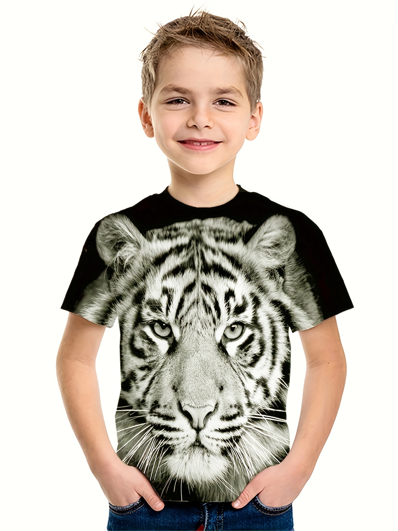 New Cartoon Design Tiger Print 3D T-shirt Lion Graffiti 3d Fashion Summer  Unisex T-shirt