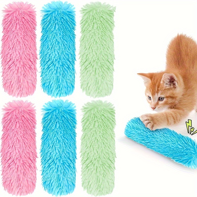 

3-packs Indoor Catnip Toys, Pink Green Blue 3 Colors Kitten Catnip Toys, Indoor Cat Interactive Cat Kick Toy, Cat Pillow Toy Cat Chasing Chewing Exercise Teething Cleaning